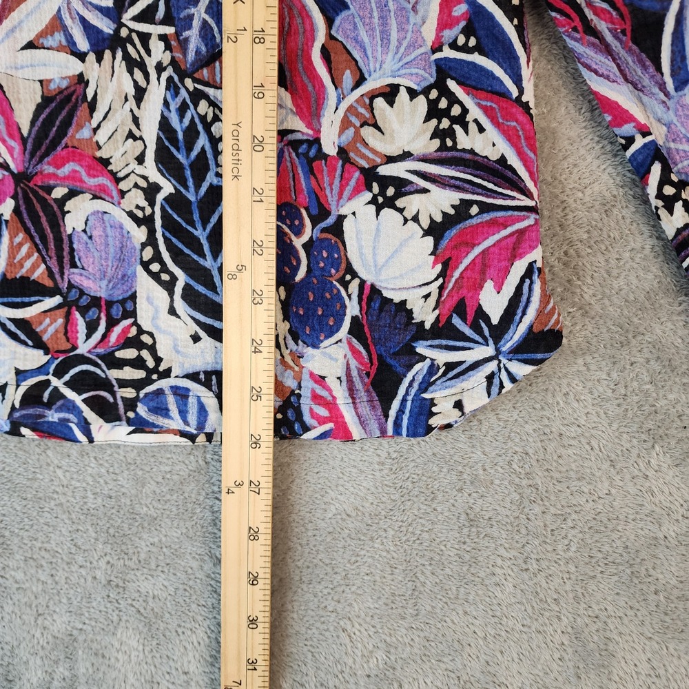 Tommy Bahama Shirt Womens Medium Tropical Leaf Print Roll Tab Sleeve Boho Top - Picture 5 of 8